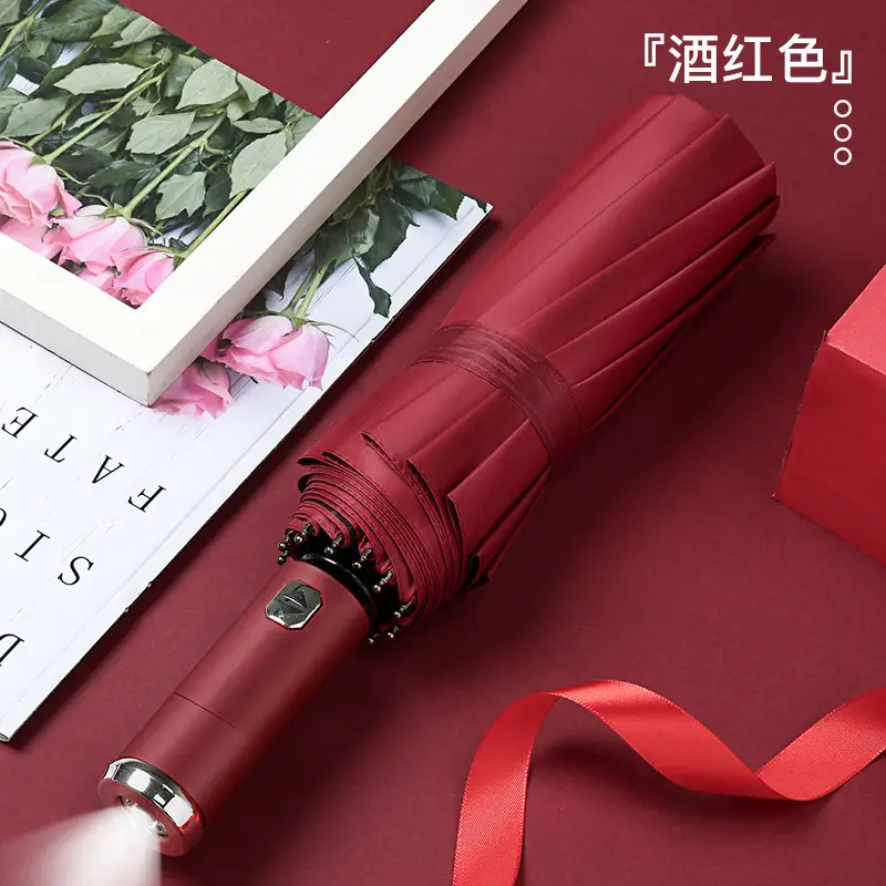 Blue Foldable Umbrella with 12-Rib Reverse & UV Protection - Image 3