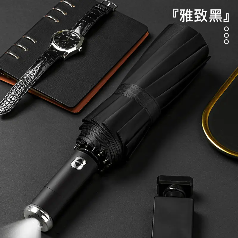 Blue Foldable Umbrella with 12-Rib Reverse & UV Protection - Image 5