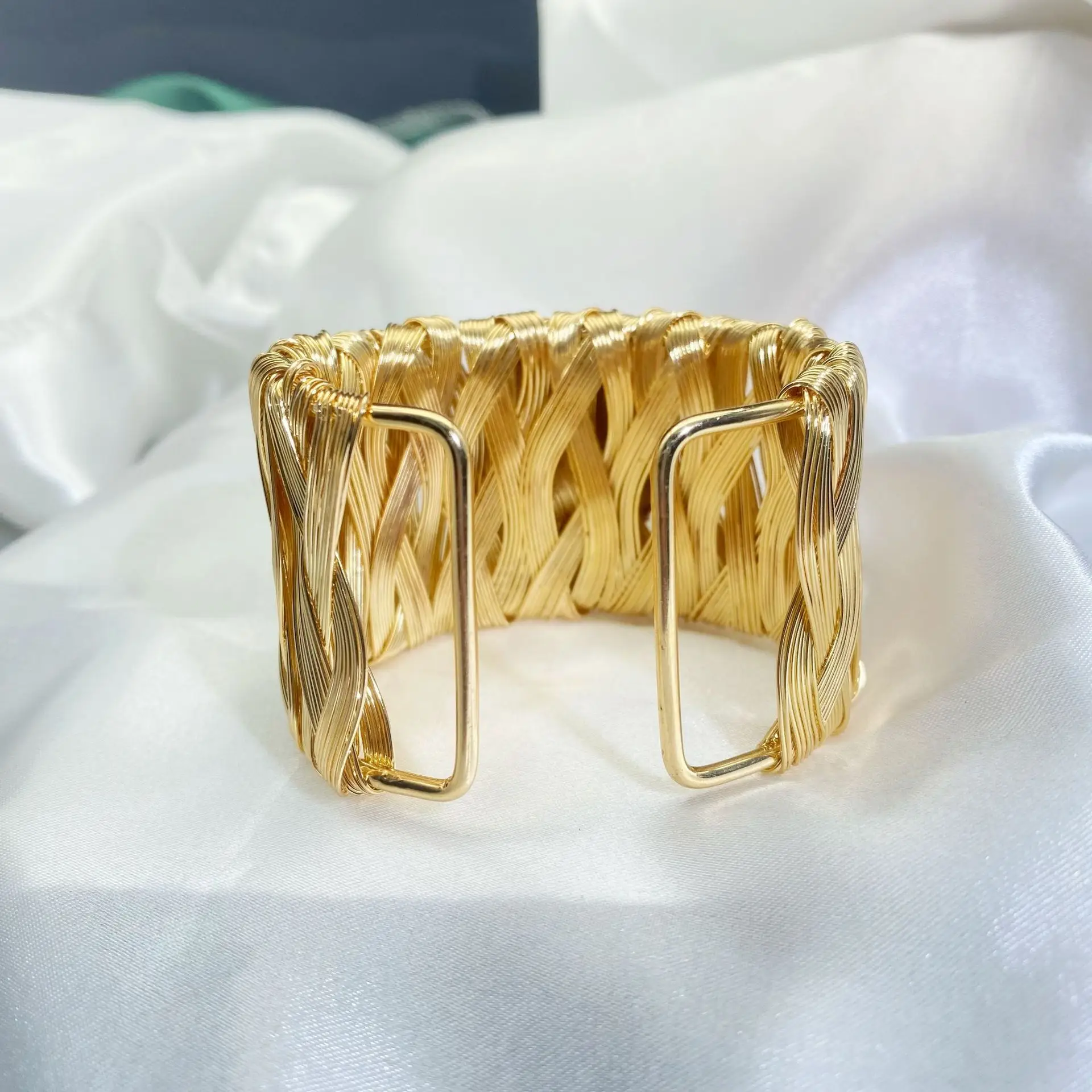 Natural Baroque Gold Bracelet with Crystal Centerpiece - Image 4