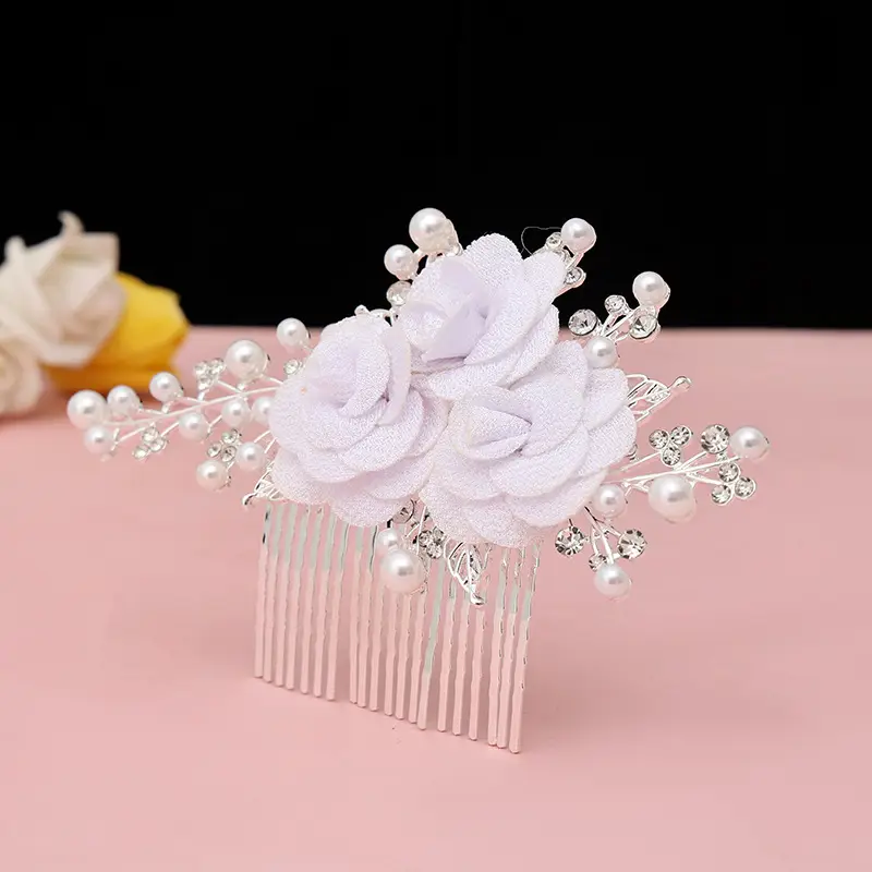 Red Rose Hair Comb for Bride Photo Makeup - Image 10