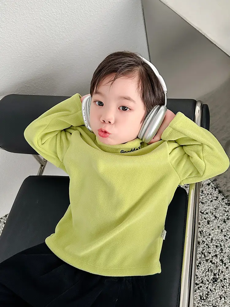 Kids Fleece Top Yellow Mid High Collar Baby Boys
