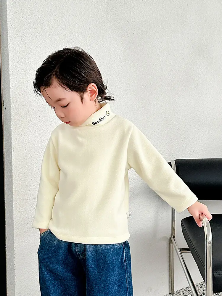 Kids Fleece Top Yellow Mid High Collar Baby Boys