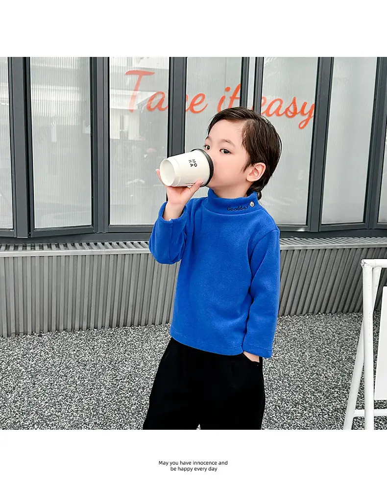 Kids Fleece Top Yellow Mid High Collar Baby Boys — feature 10