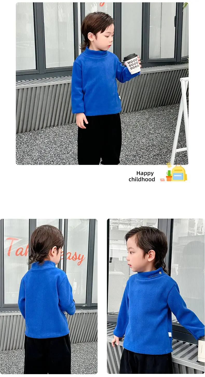 Kids Fleece Top Yellow Mid High Collar Baby Boys — feature 11