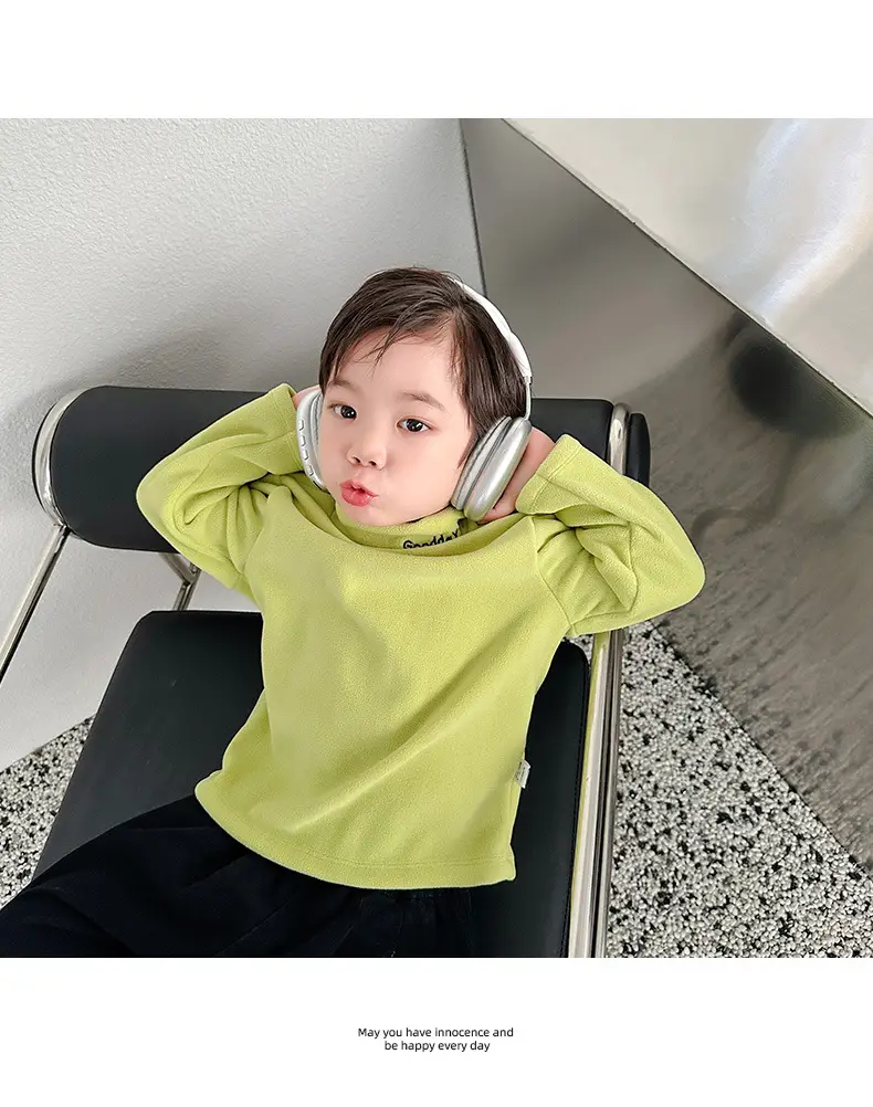 Kids Fleece Top Yellow Mid High Collar Baby Boys — feature 12