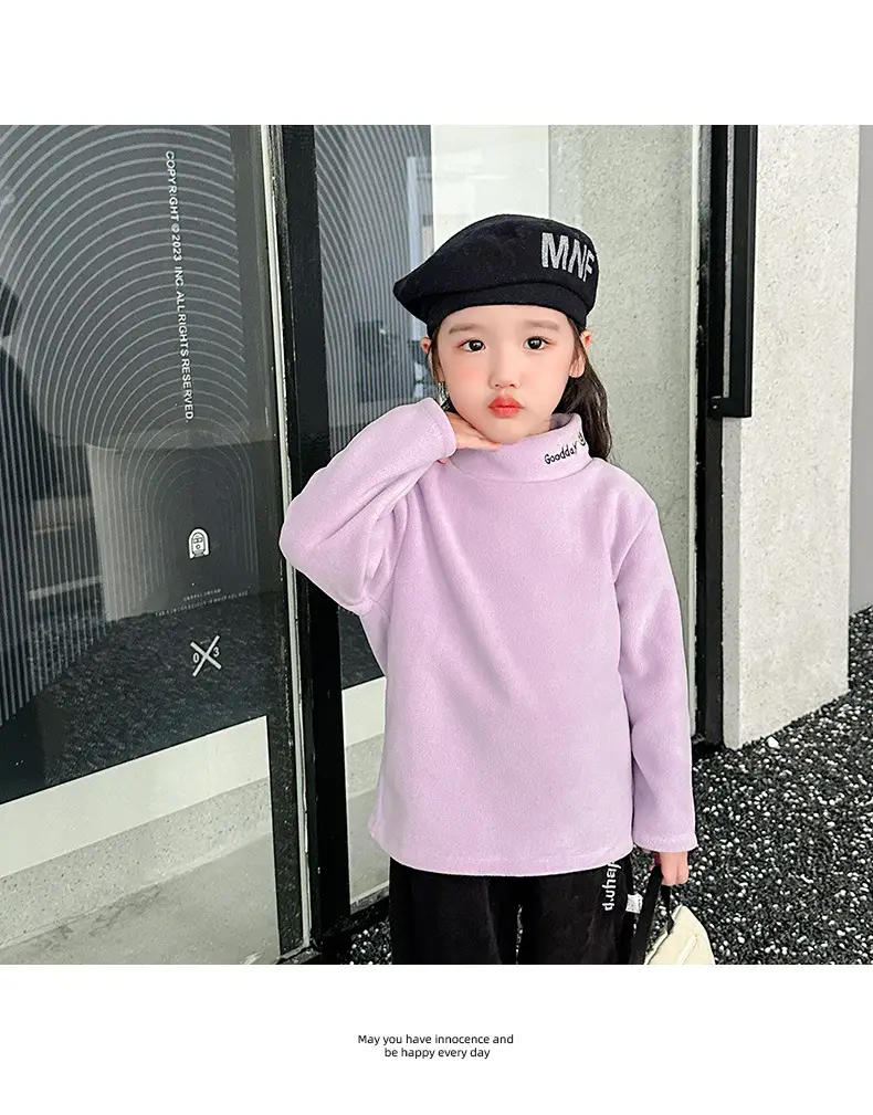 Kids Fleece Top Yellow Mid High Collar Baby Boys — feature 14
