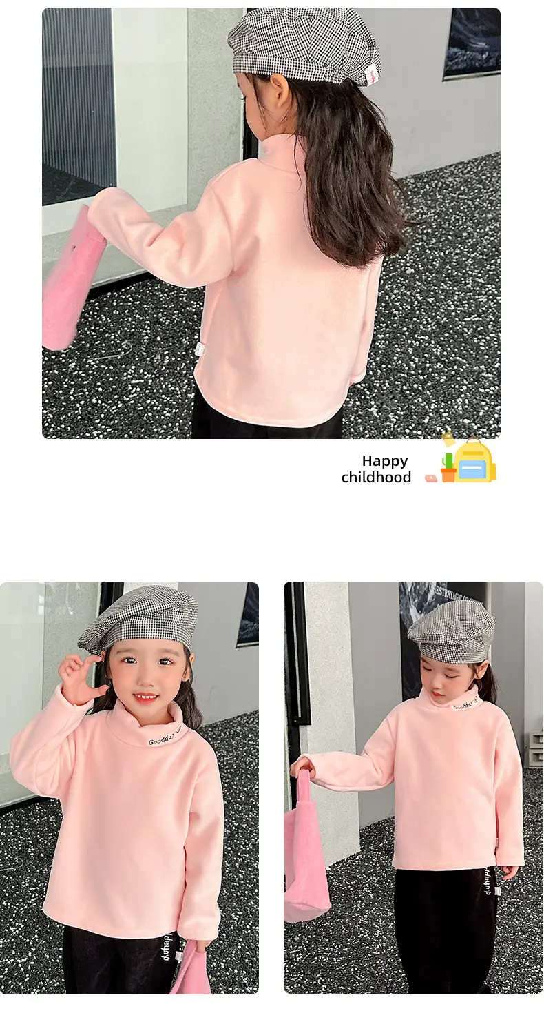 Kids Fleece Top Yellow Mid High Collar Baby Boys — feature 17