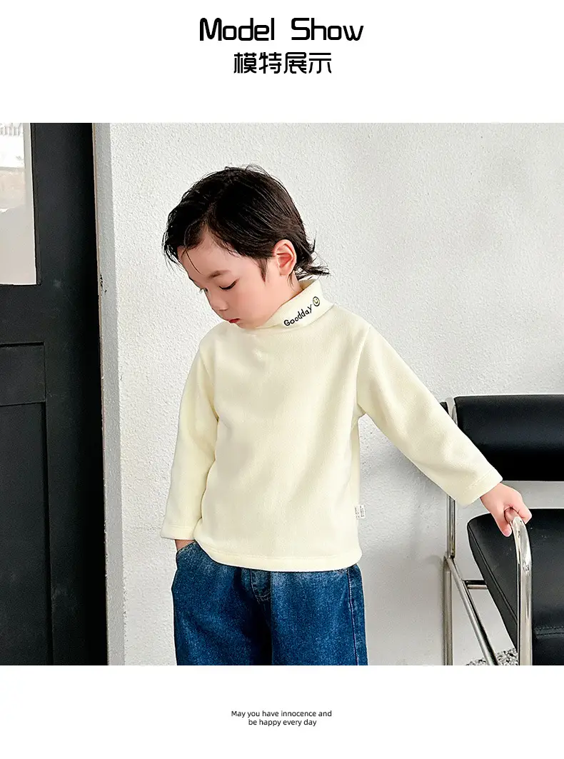 Kids Fleece Top Yellow Mid High Collar Baby Boys — feature 8