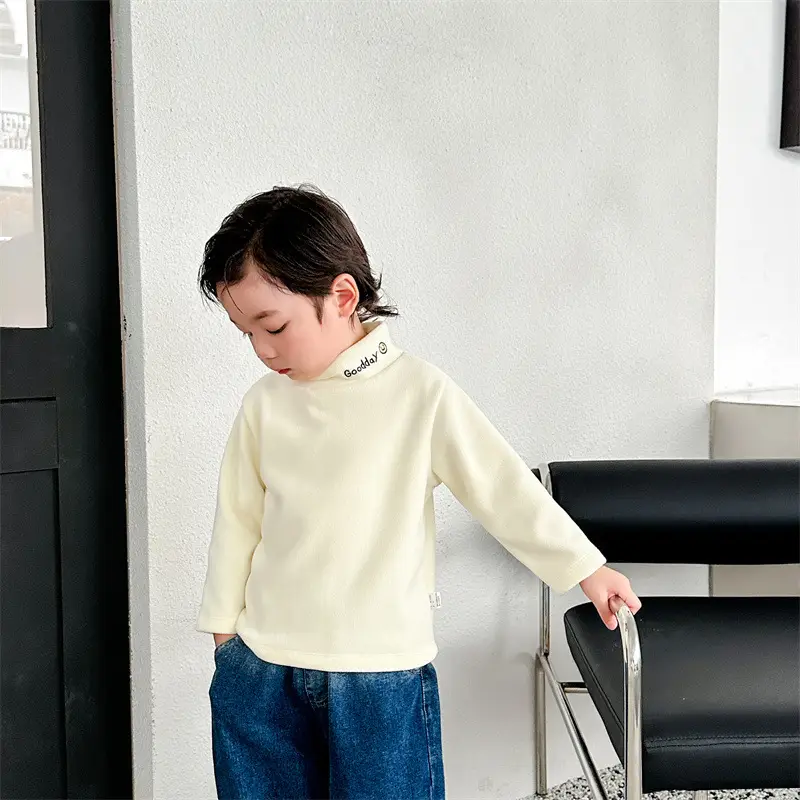 Kids Fleece Top Yellow Mid High Collar Baby Boys