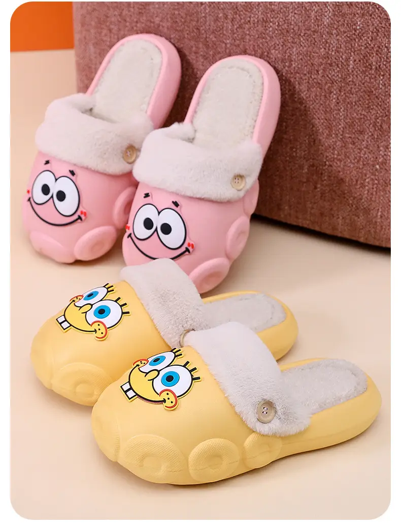 Sponge Baby Cotton slippers women's autumn and winter indoor home non-slip plush slippers home outdoor couple plush — feature 17