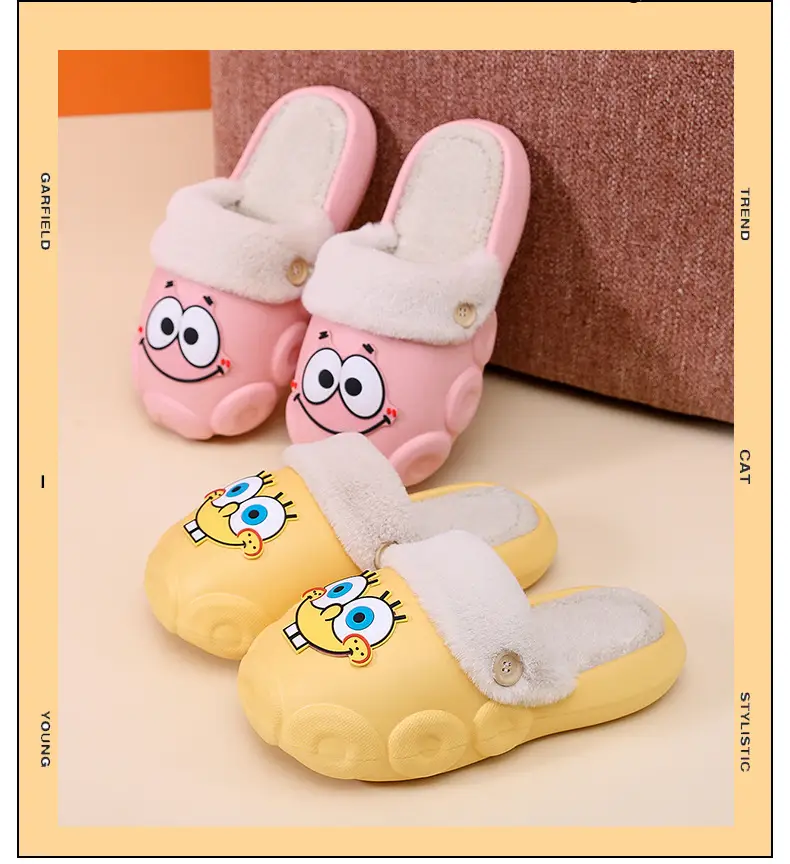 Sponge Baby Cotton slippers women's autumn and winter indoor home non-slip plush slippers home outdoor couple plush — feature 4