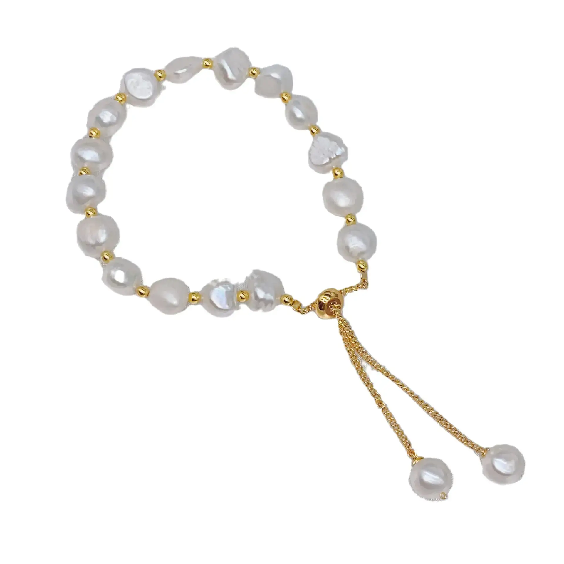 Natural Freshwater Pearl Bracelet with Blue Stones