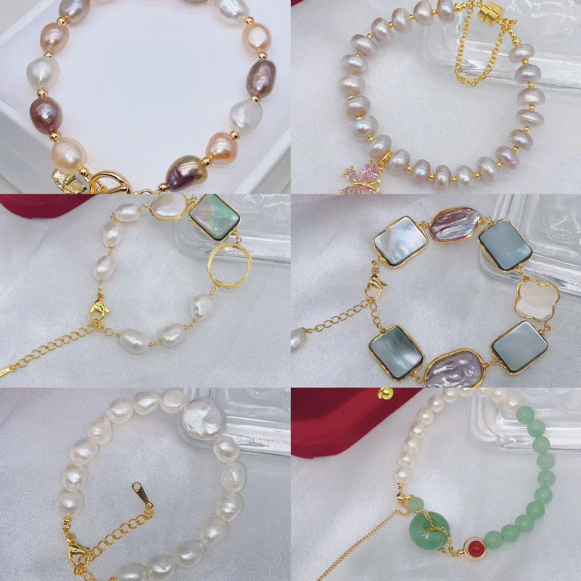 Natural Freshwater Pearl Bracelet with Blue Stones — feature 4