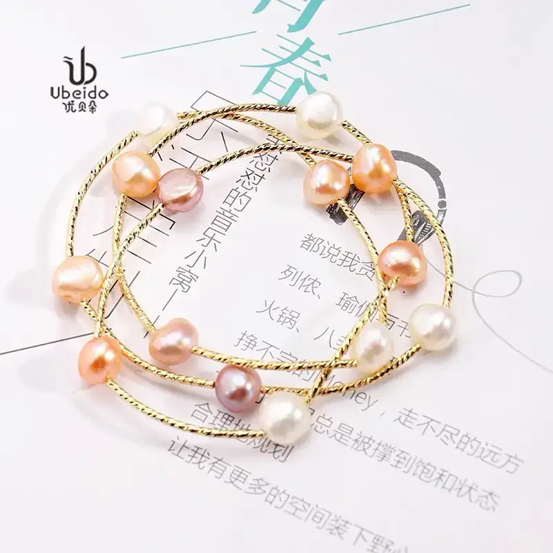 Natural Freshwater Pearl Bracelet with Blue Stones