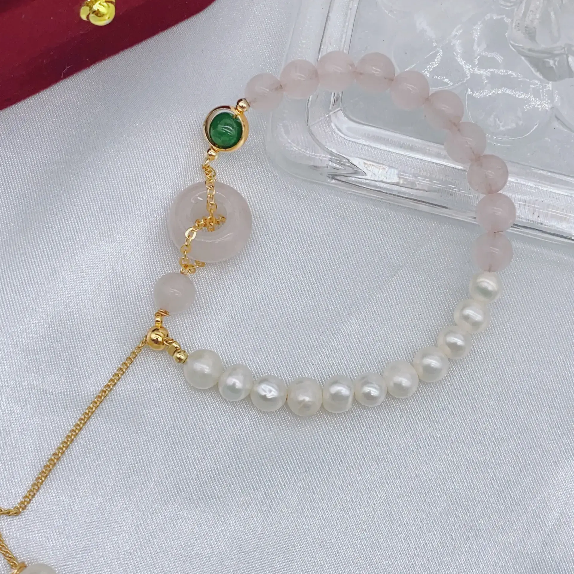 Natural Freshwater Pearl Bracelet with Blue Stones