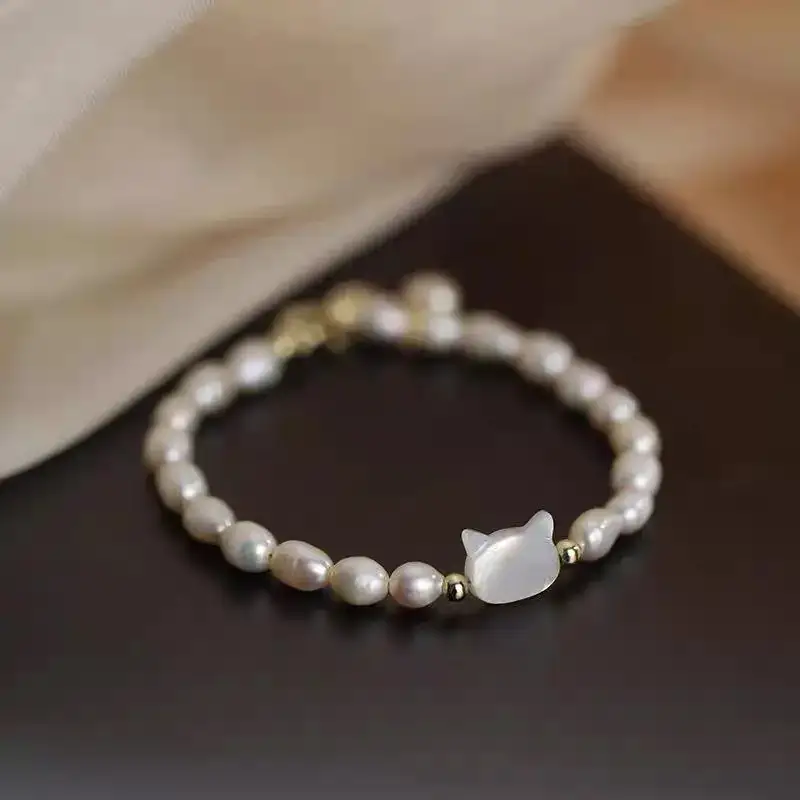 Natural Freshwater Pearl Bracelet with Blue Stones