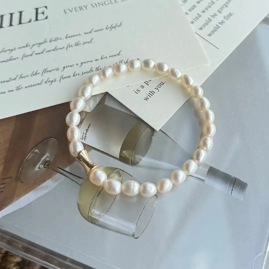 Natural Freshwater Pearl Bracelet with Blue Stones