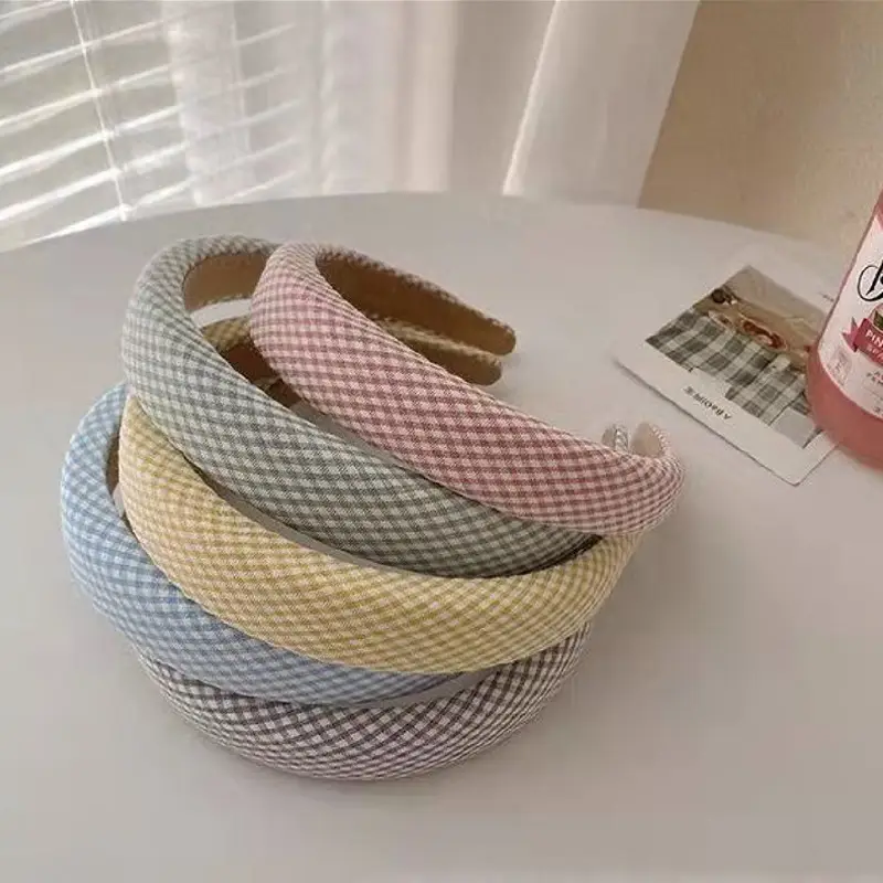 Sweet Girl Plaid Headband for Women Face Wash Sponge - Image 8
