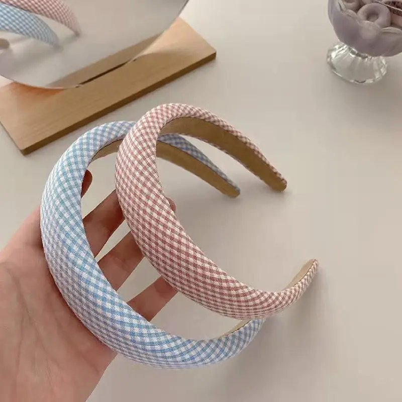 Sweet Girl Plaid Headband for Women Face Wash Sponge - Image 9