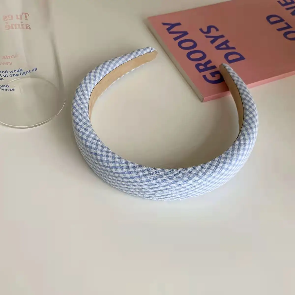 Sweet Girl Plaid Headband for Women Face Wash Sponge - Image 3
