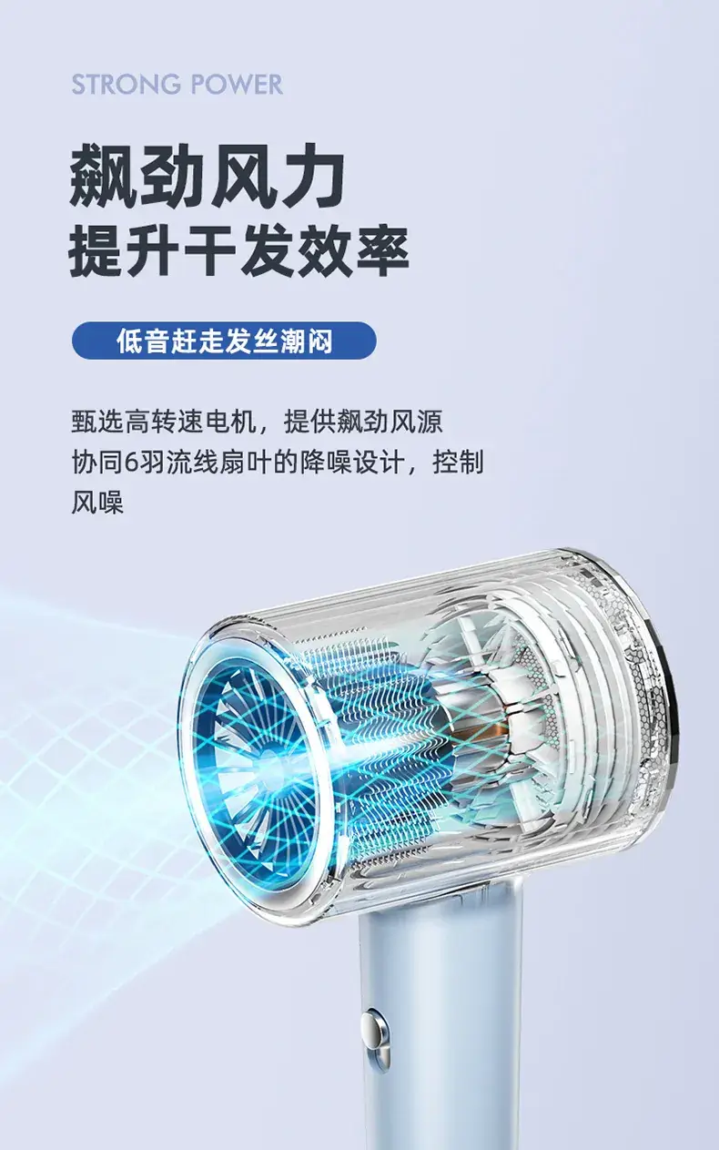 Blue High-Speed Hair Dryer with Negative Ion Technology — feature 14