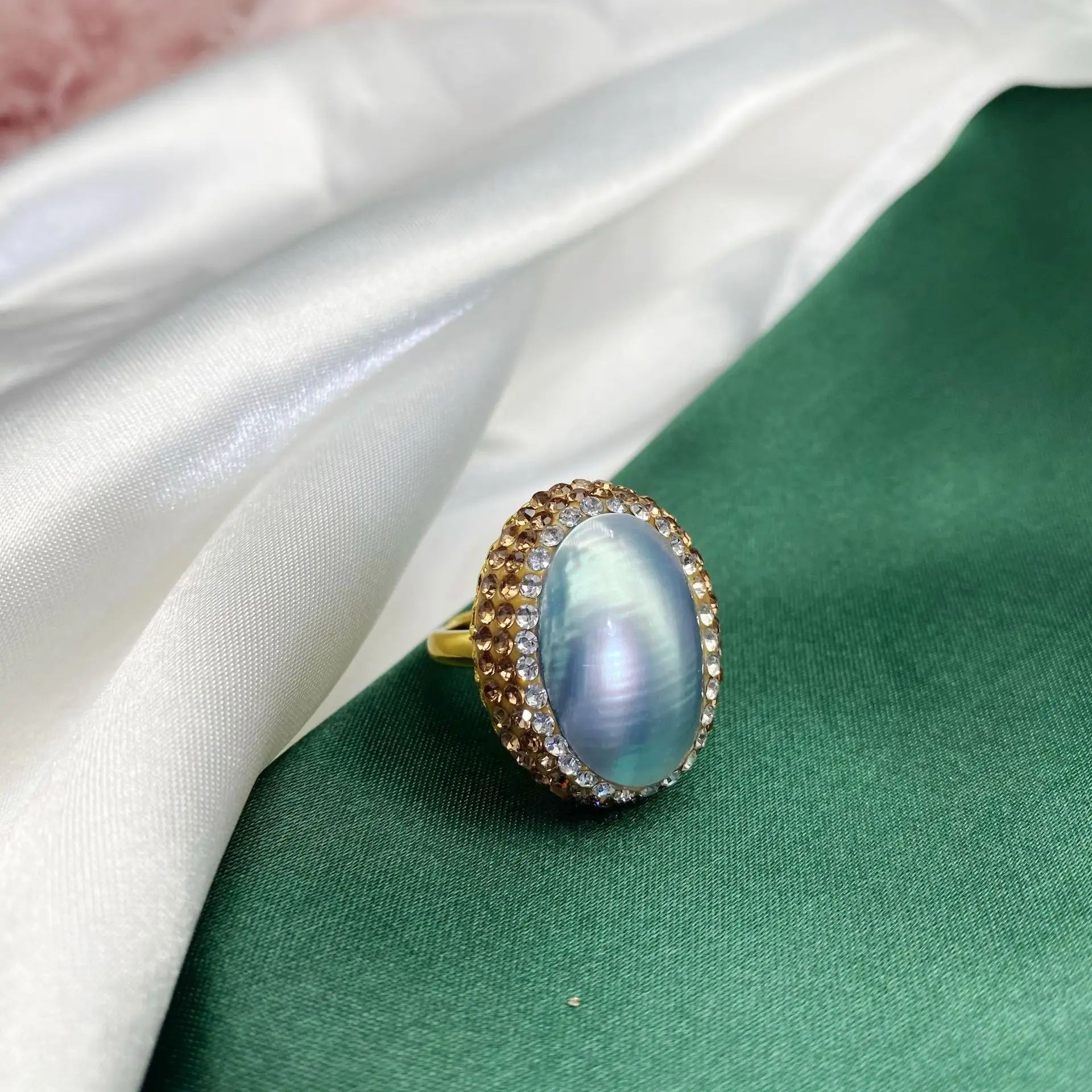 Natural Mabei Women's Ring with Diamond Border - Image 2