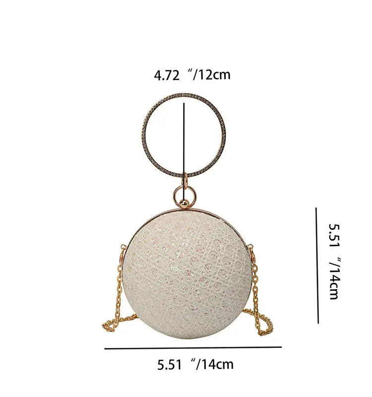 Golden Ball Chain Evening Bag with Bright Diamond Design — feature 2