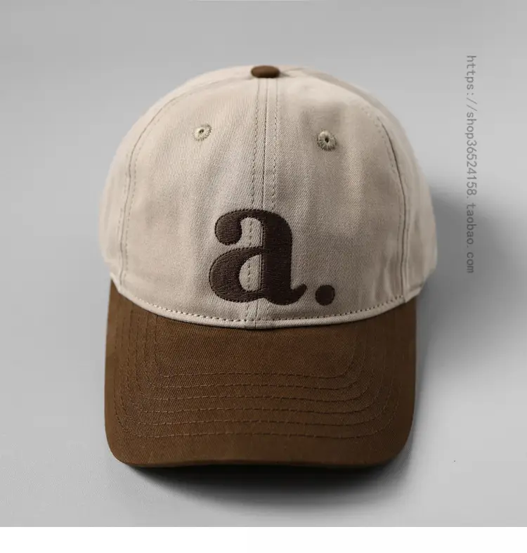 Peaked Cap with Red 'a' Embroidery White Red — feature 11