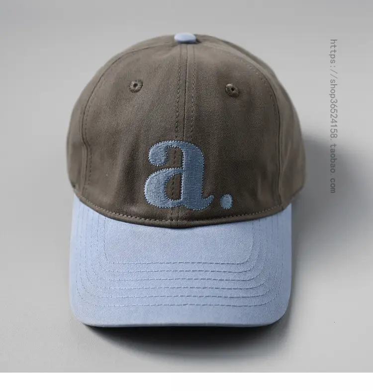 Peaked Cap with Red 'a' Embroidery White Red — feature 12