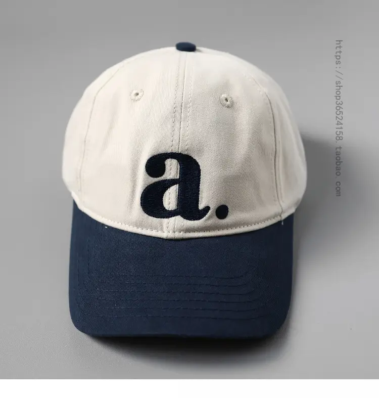 Peaked Cap with Red 'a' Embroidery White Red — feature 14