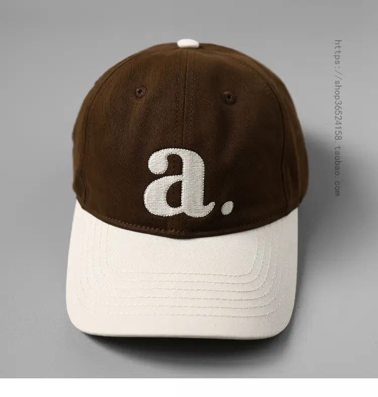 Peaked Cap with Red 'a' Embroidery White Red — feature 16