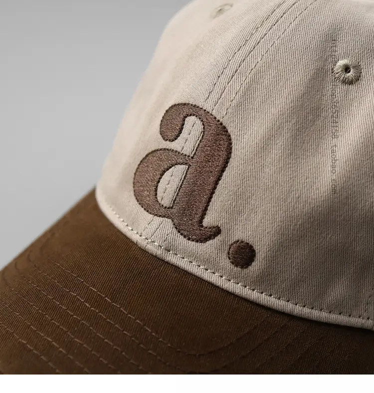 Peaked Cap with Red 'a' Embroidery White Red — feature 18