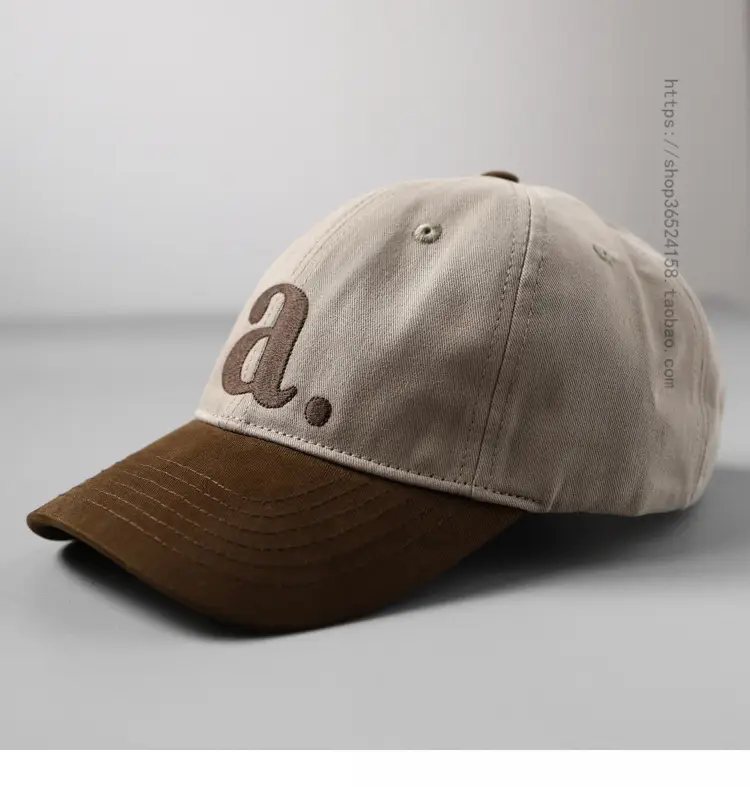 Peaked Cap with Red 'a' Embroidery White Red — feature 20