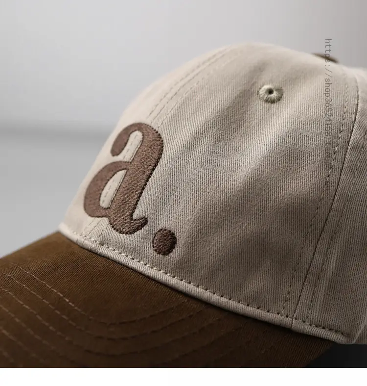 Peaked Cap with Red 'a' Embroidery White Red — feature 22