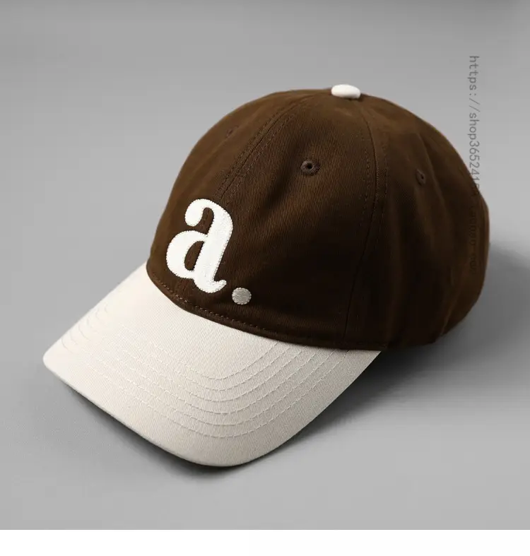 Peaked Cap with Red 'a' Embroidery White Red — feature 3