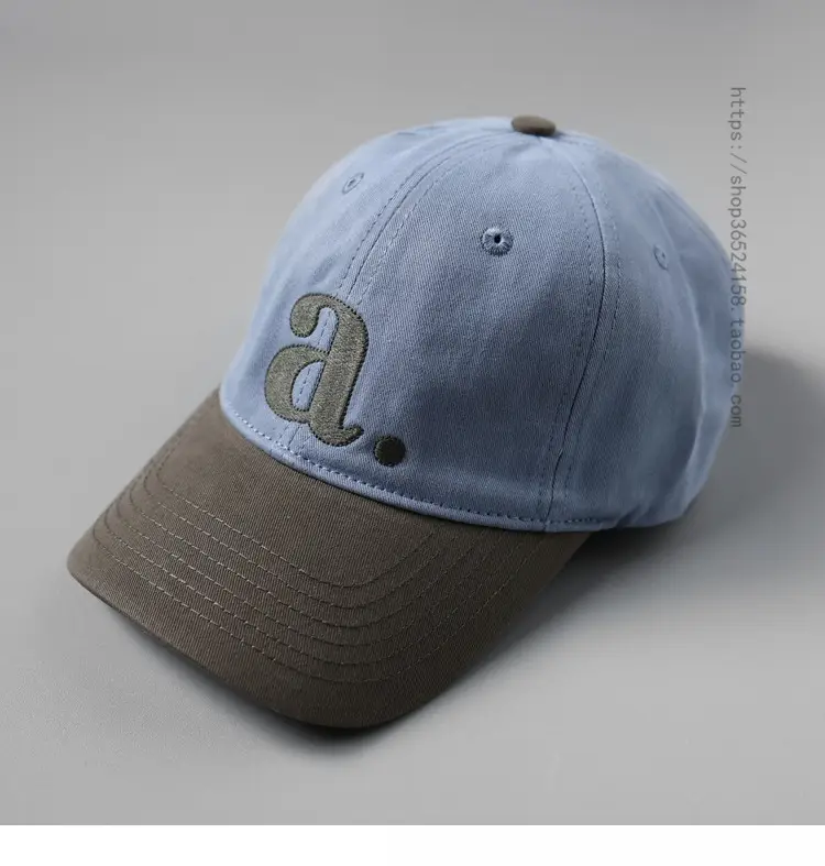 Peaked Cap with Red 'a' Embroidery White Red — feature 6