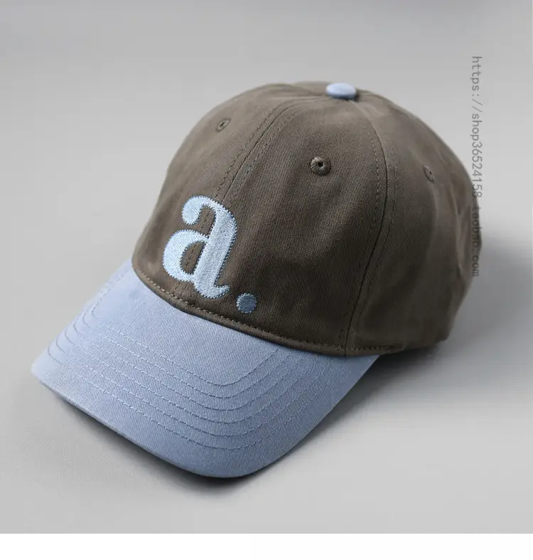 Peaked Cap with Red 'a' Embroidery White Red — feature 7