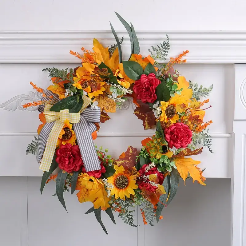 Thanksgiving Floral Garland 262g Decorative Ring - Image 3