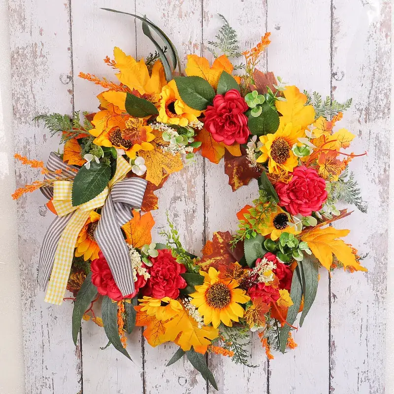 Thanksgiving Floral Garland 262g Decorative Ring - Image 4