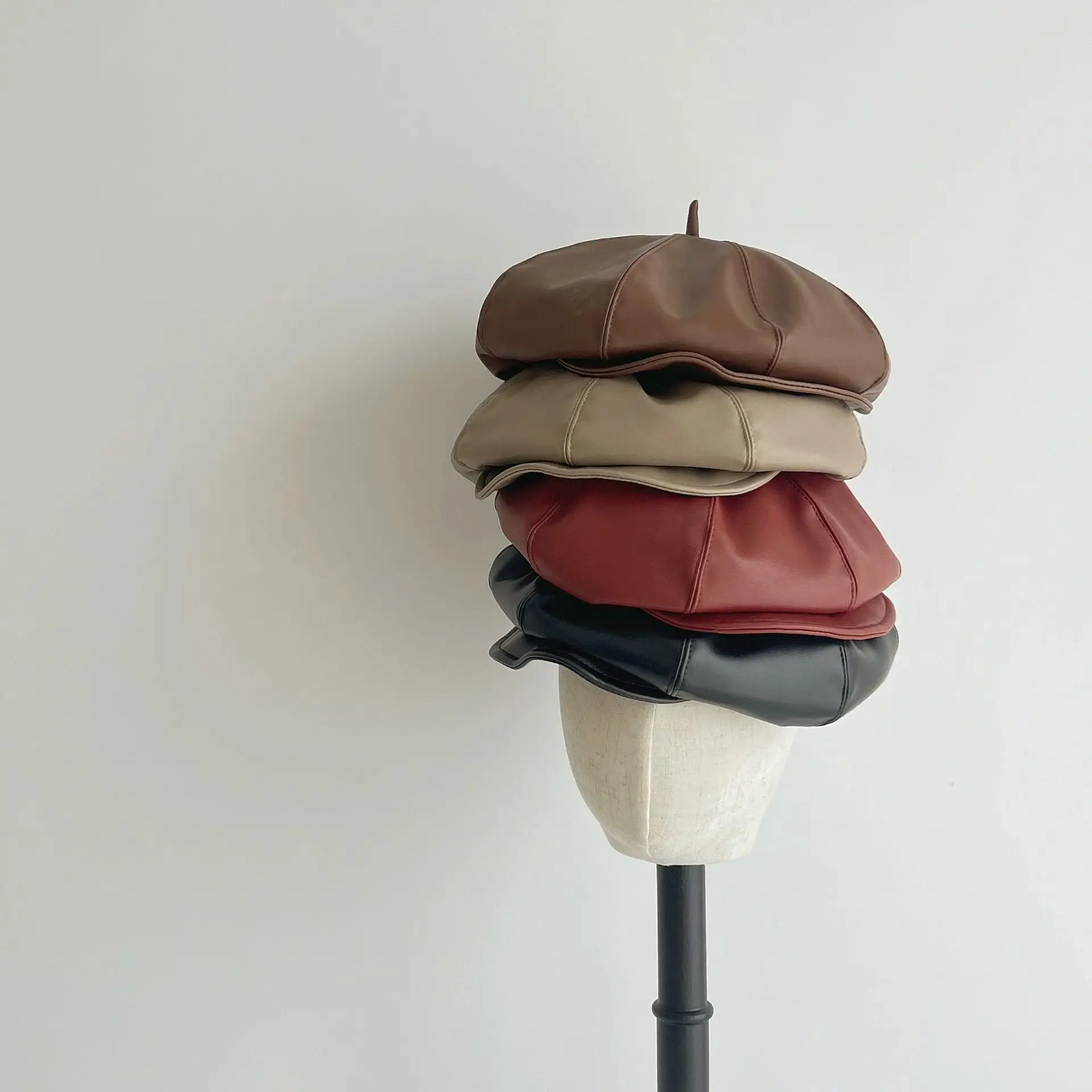 Korean Duckbill Cap for Girls Black Red Winter 2026