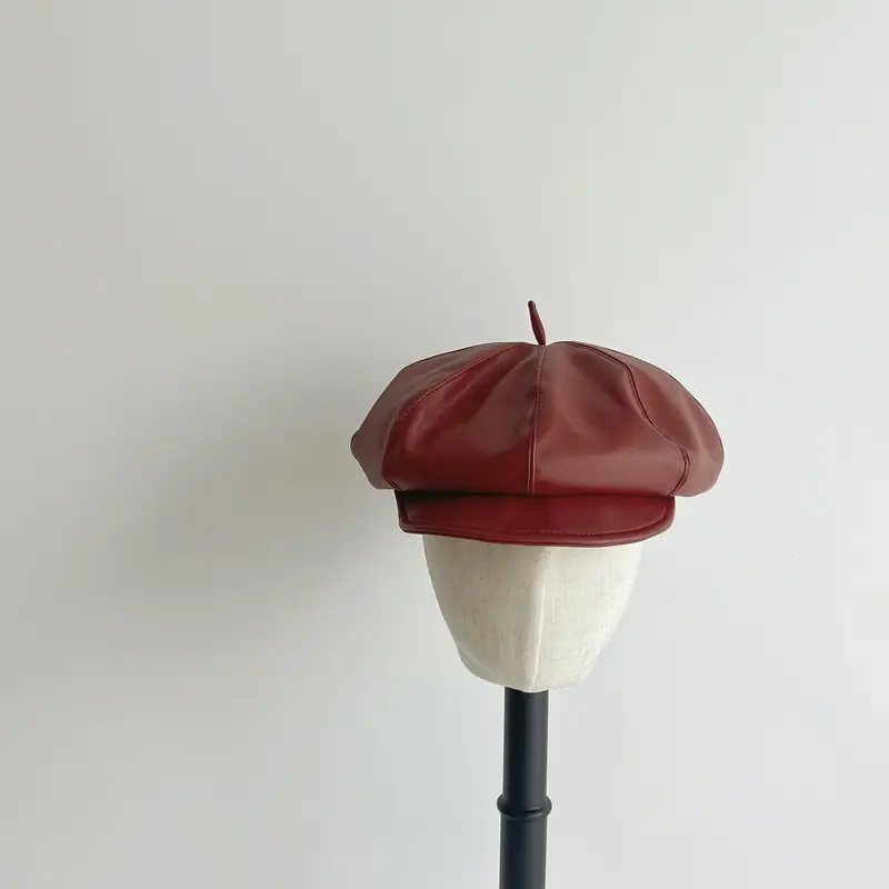 Korean Duckbill Cap for Girls Black Red Winter 2026