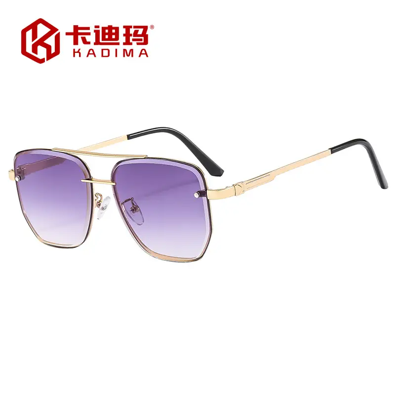 Men Square Metal Sunglasses Brown Gradient Driving Sun Protection - Image 9