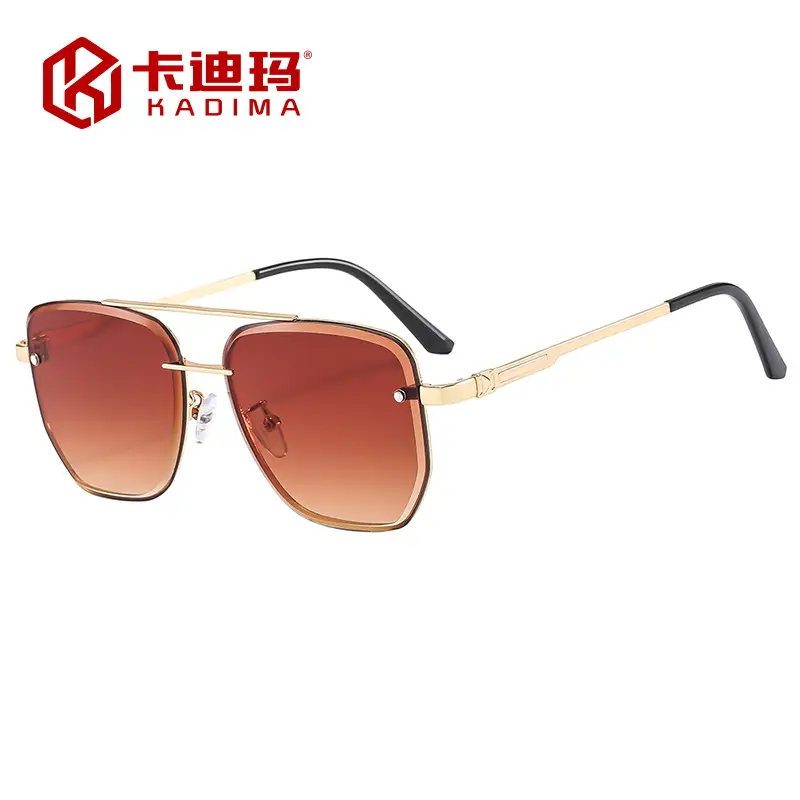 Men Square Metal Sunglasses Brown Gradient Driving Sun Protection - Image 10
