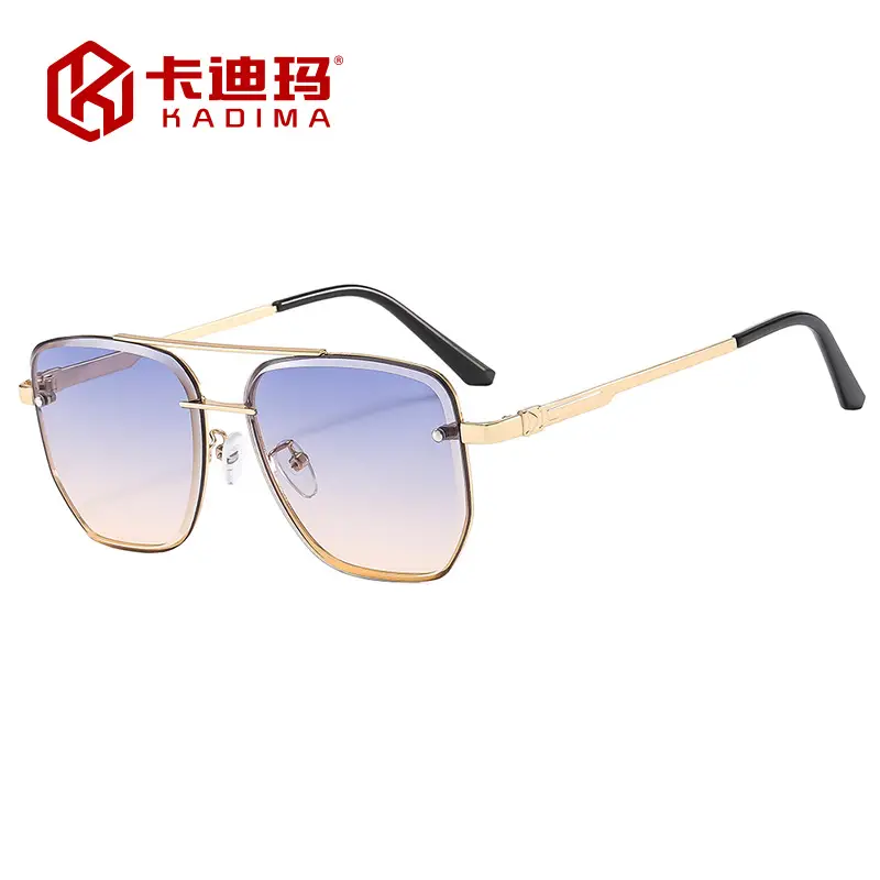 Men Square Metal Sunglasses Brown Gradient Driving Sun Protection - Image 11