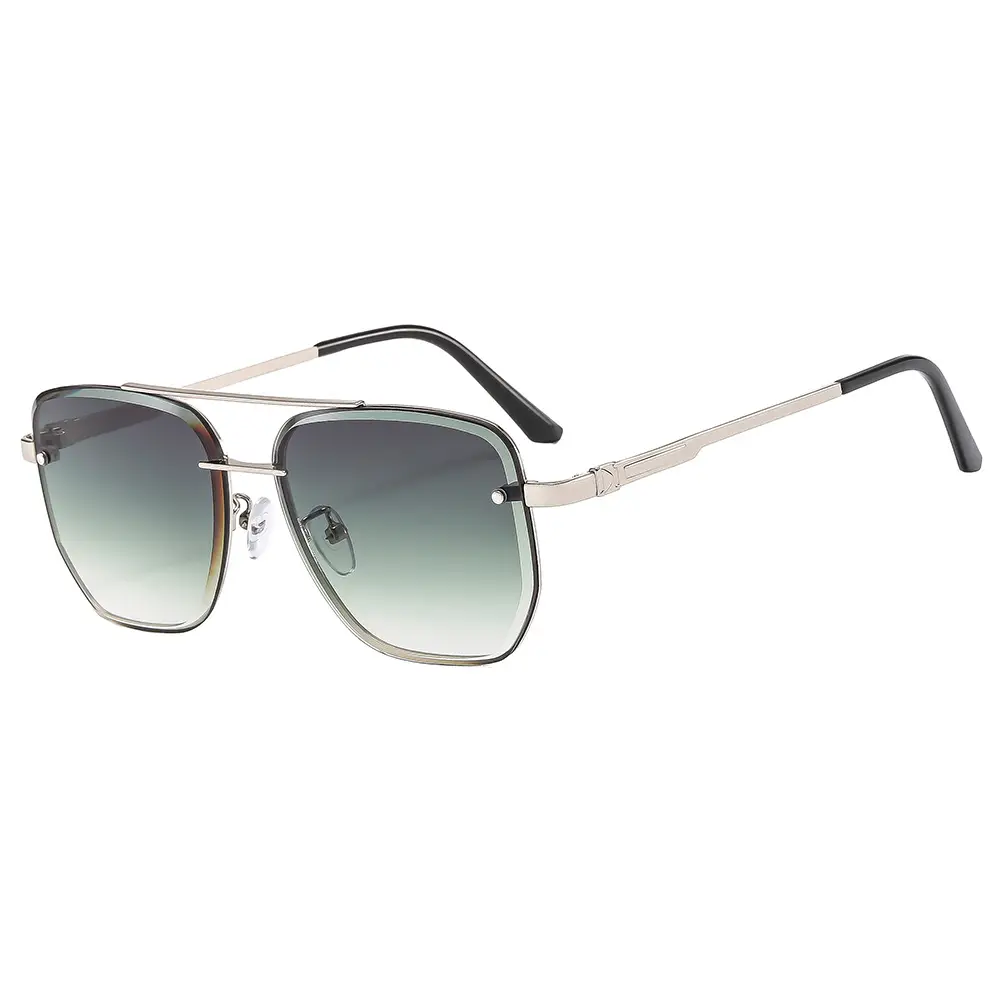 Men Square Metal Sunglasses Brown Gradient Driving Sun Protection - Image 12