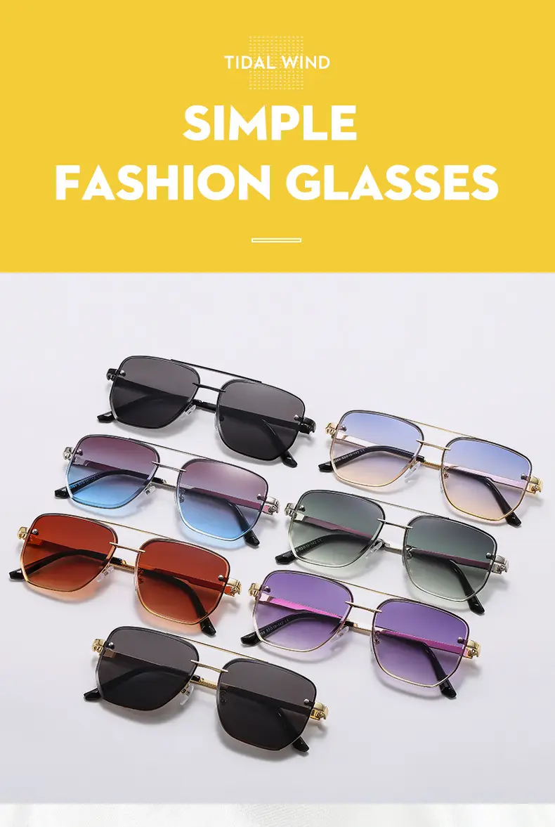 Men Square Metal Sunglasses Brown Gradient Driving Sun Protection β feature 1