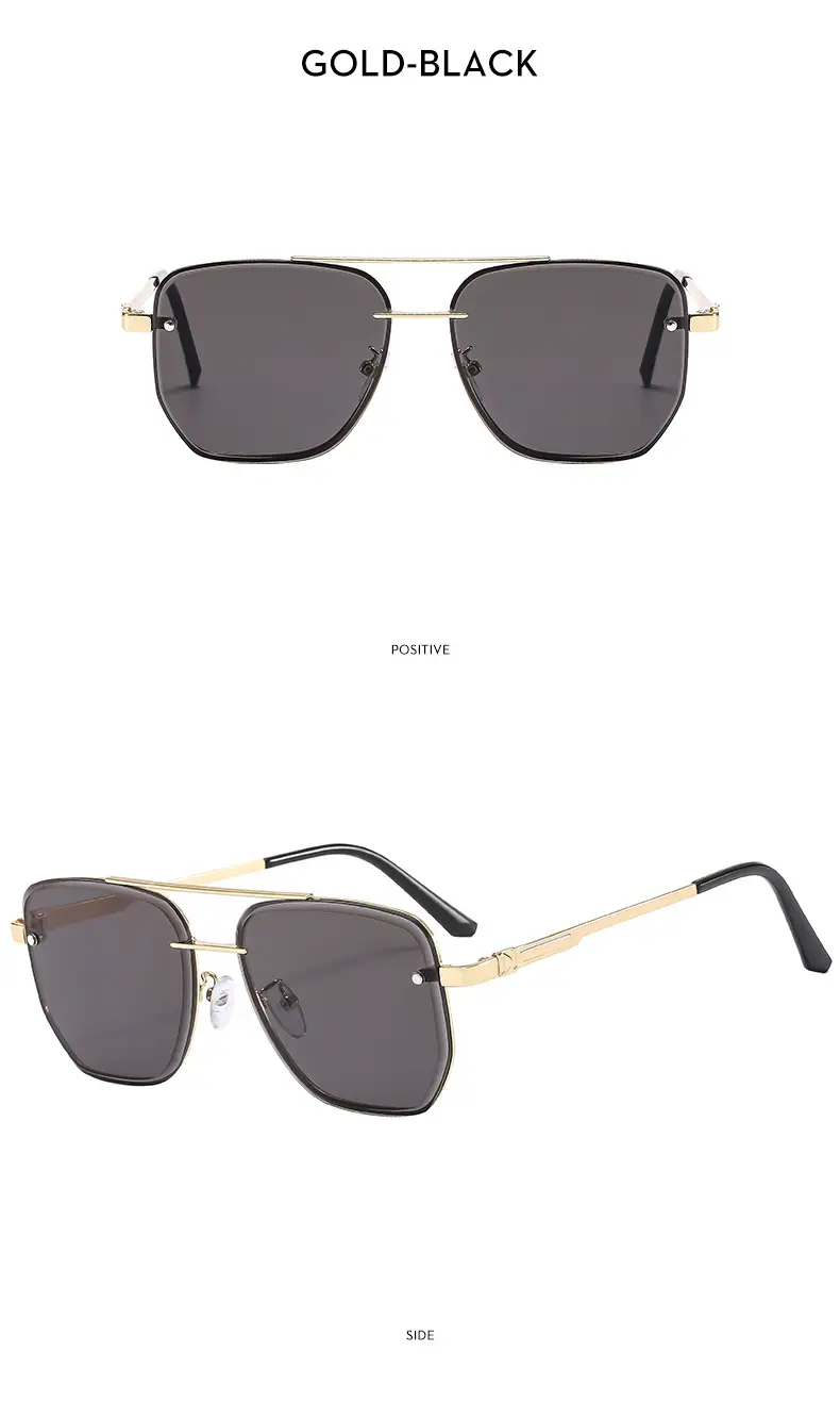 Men Square Metal Sunglasses Brown Gradient Driving Sun Protection β feature 11