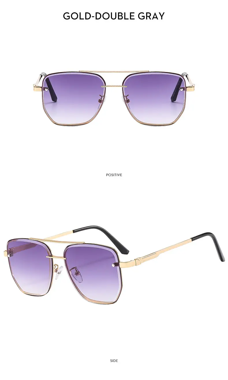 Men Square Metal Sunglasses Brown Gradient Driving Sun Protection β feature 12