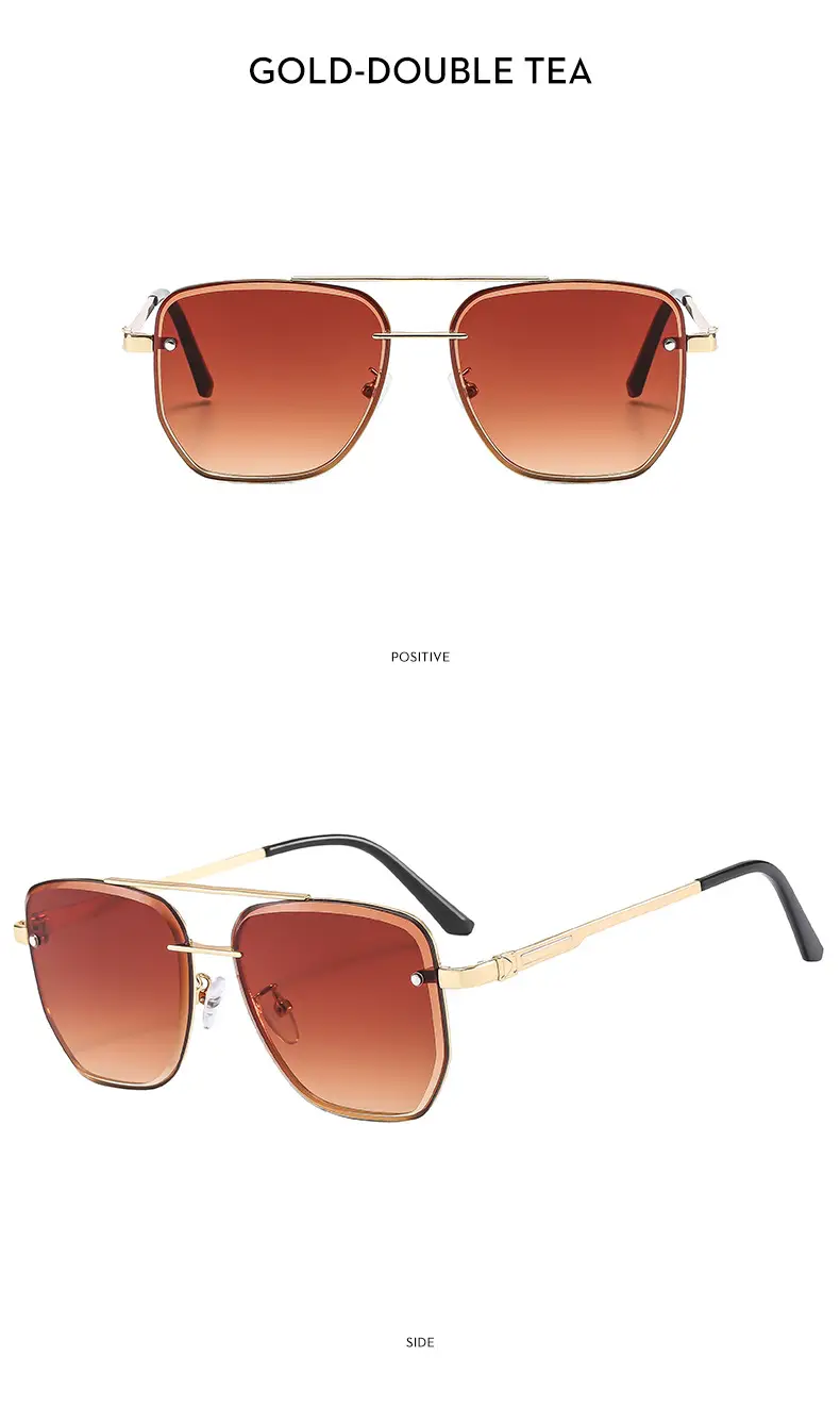Men Square Metal Sunglasses Brown Gradient Driving Sun Protection β feature 13