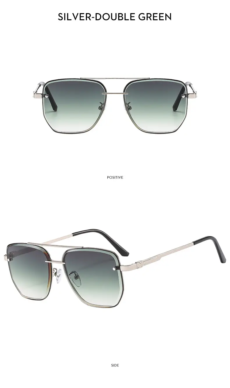 Men Square Metal Sunglasses Brown Gradient Driving Sun Protection β feature 14